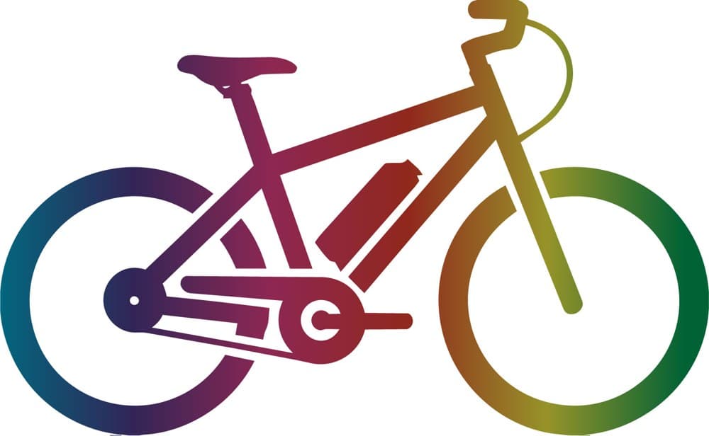 Illustration of an electric bike with the battery on the down tube