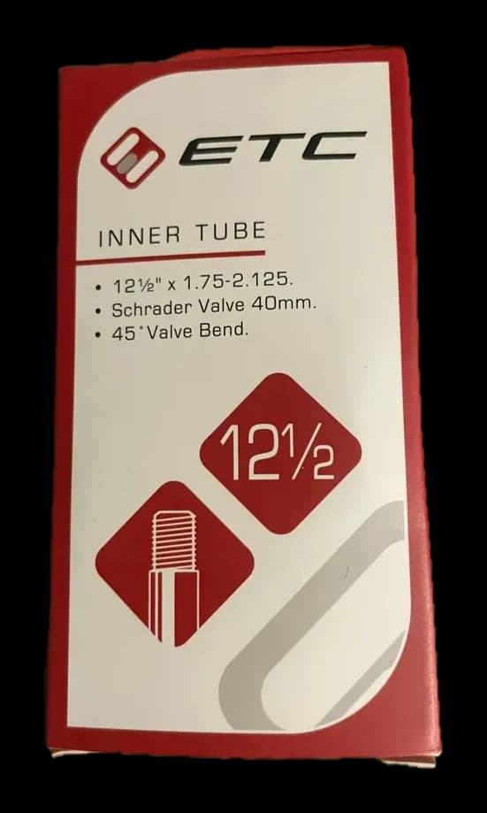 ETC inner tube 12 1/2 x 1.75-2.125, Schrader, 45 degree bent valve, photo 1 of 1
