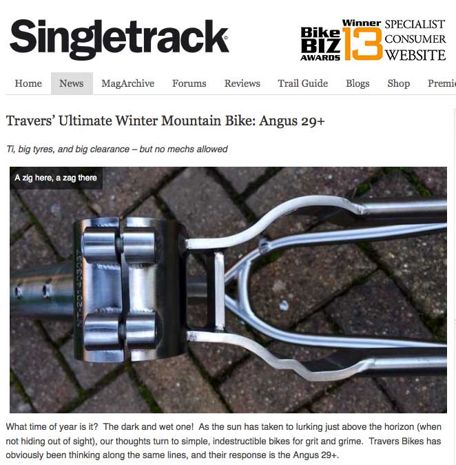 Angus 29+ featured in Single Track mag, photo 1 of 2